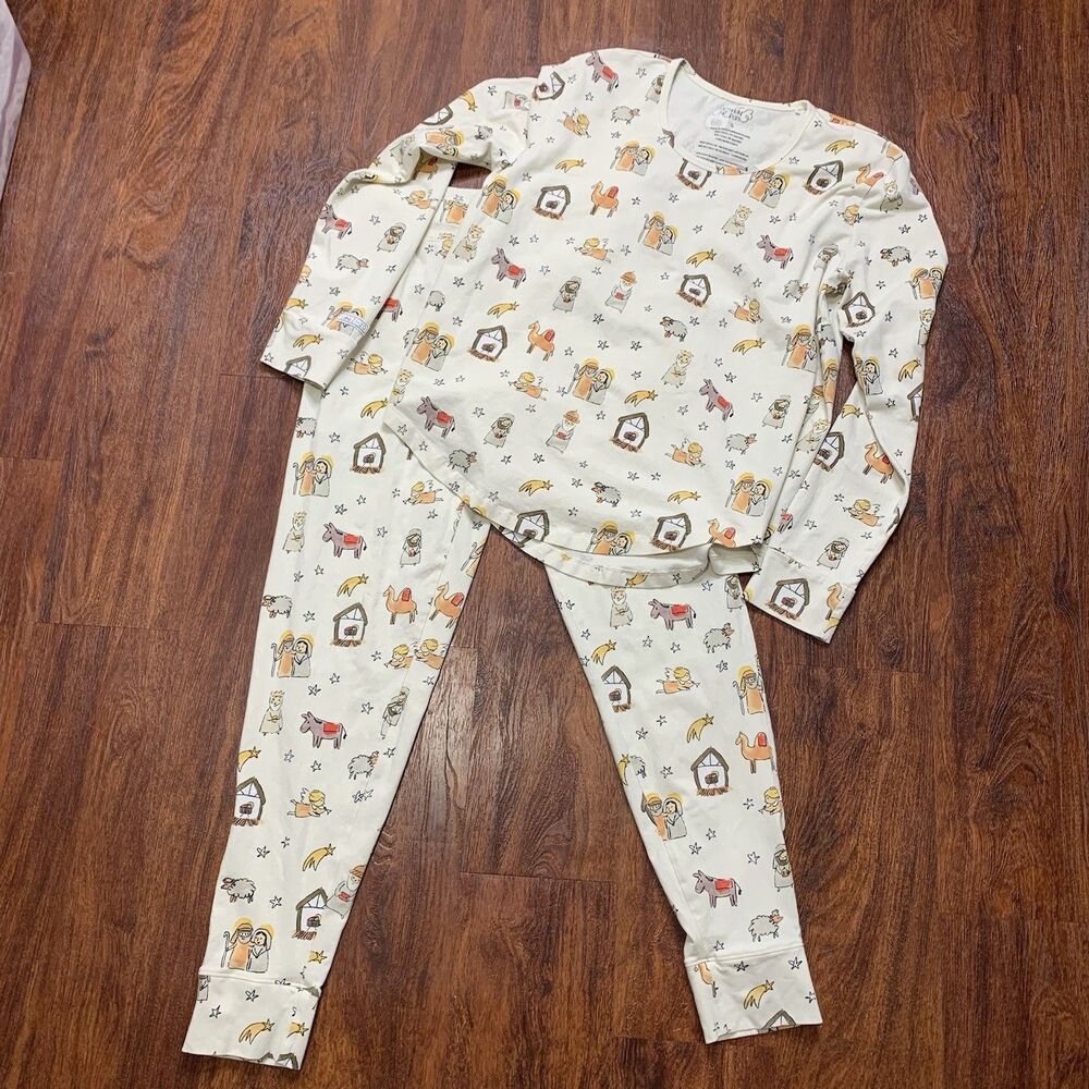 Holy Pals Away In A Manger Nativity Scene Pajama Set Pants Long Sleeve Sz S